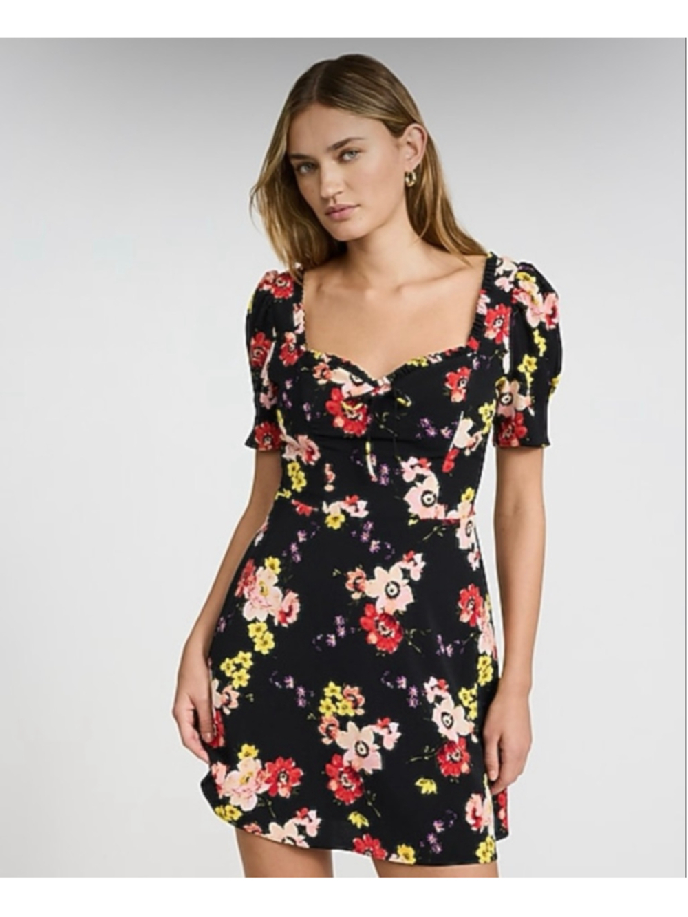 EXPRESS Black Floral Mini Dress Size L